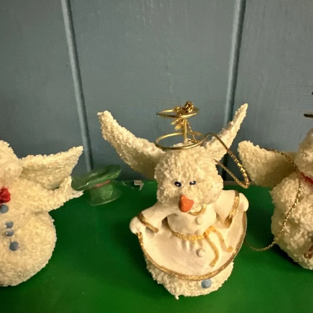Vtg House of Lloyd 3 Snowmen Angel Ornaments Christmas Around The World Snowman‎